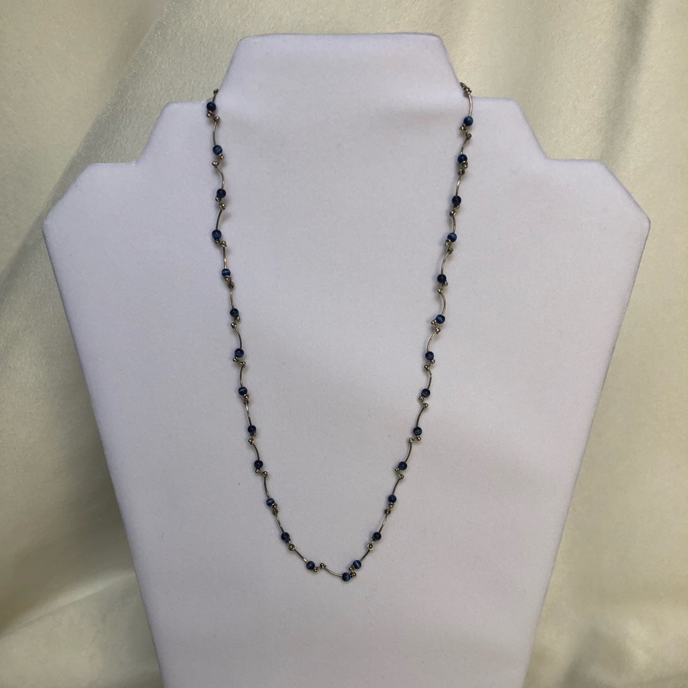 Silver and Blue Cat Eye Necklace